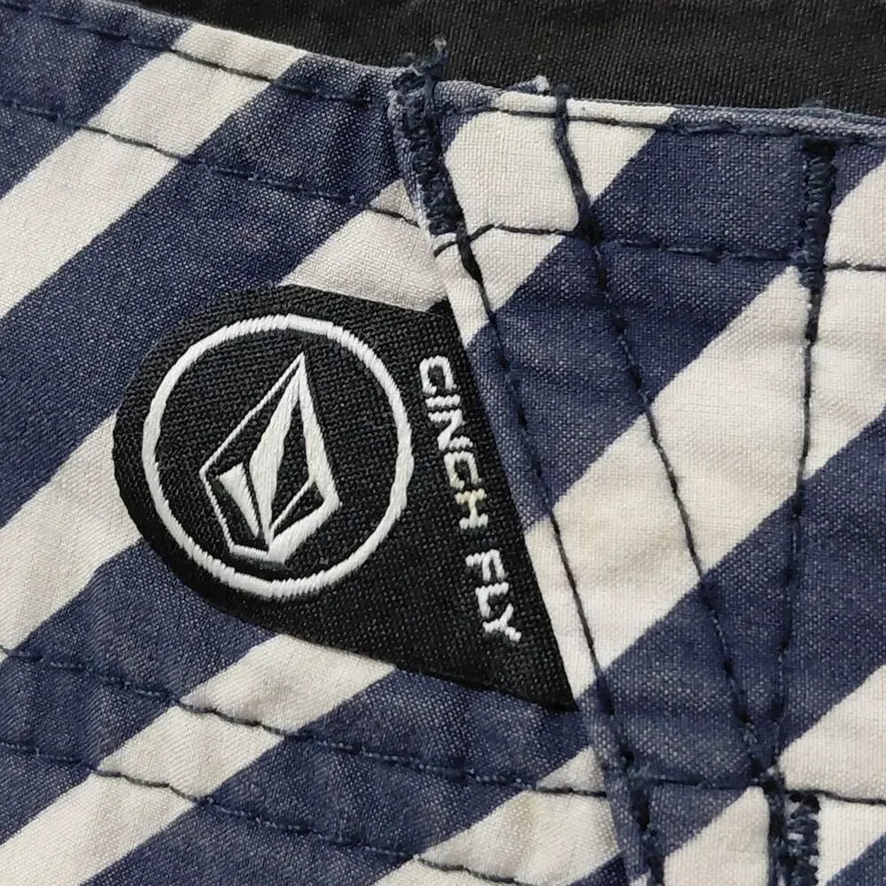 Volcom V2S Striped Cinch Fly Board Shorts Swimwear Men See Measurements